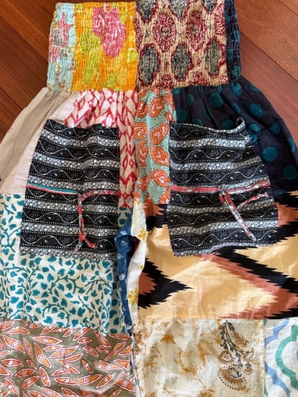 Boho inspired mixed print patchwork joggers - Picture 3 of 4